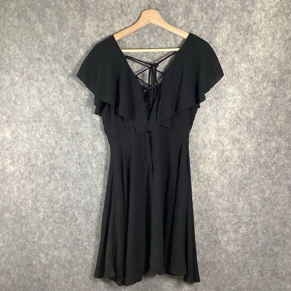 Lulus Ruffle Swirl Black Dress Size Large - Picture 3 of 8
